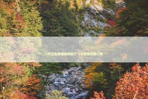 3月这些新规陆续施行-3月新规简要记录 新闻